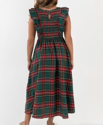 Girls' 7-16 Woven Smocked Sleeveless Bodice Dress