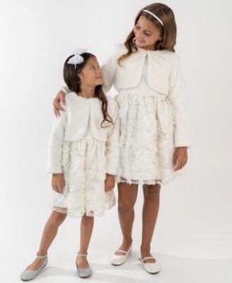 Girls' 7-16 Round Neck Dress and jacket, 2-Piece Set