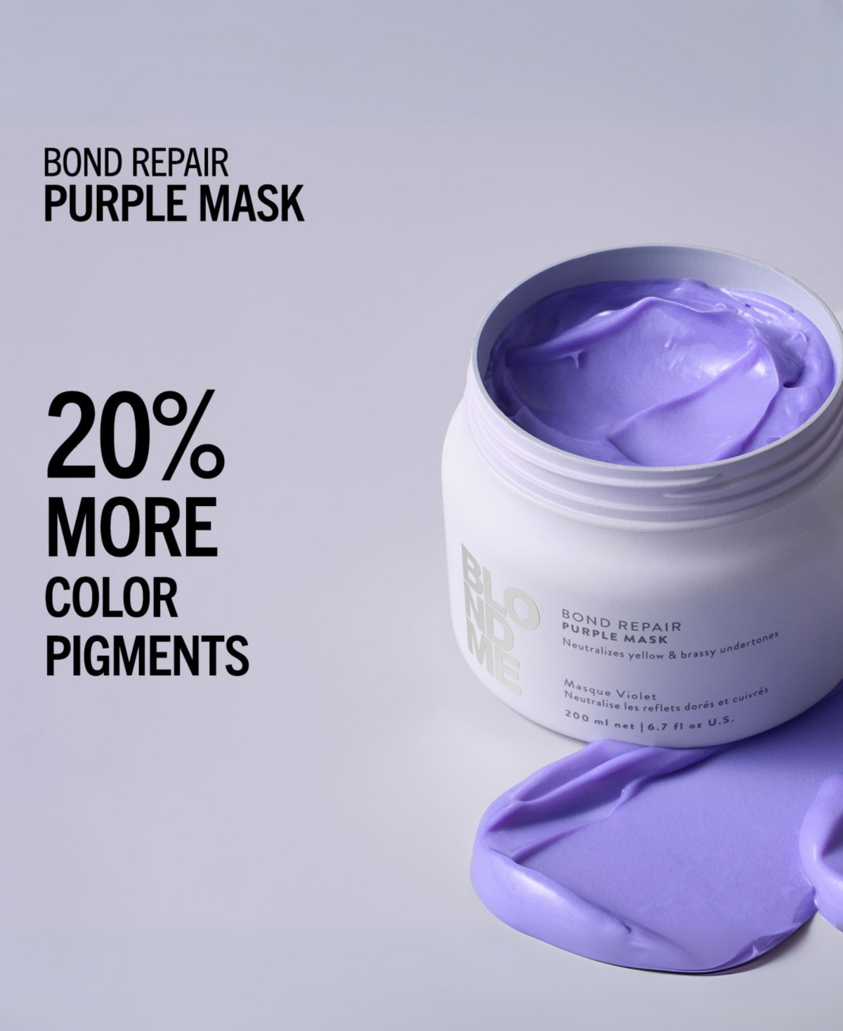 Schwarzkopf Blondme Bond Repair Purple Mask, 6.7 Oz. In Transparent