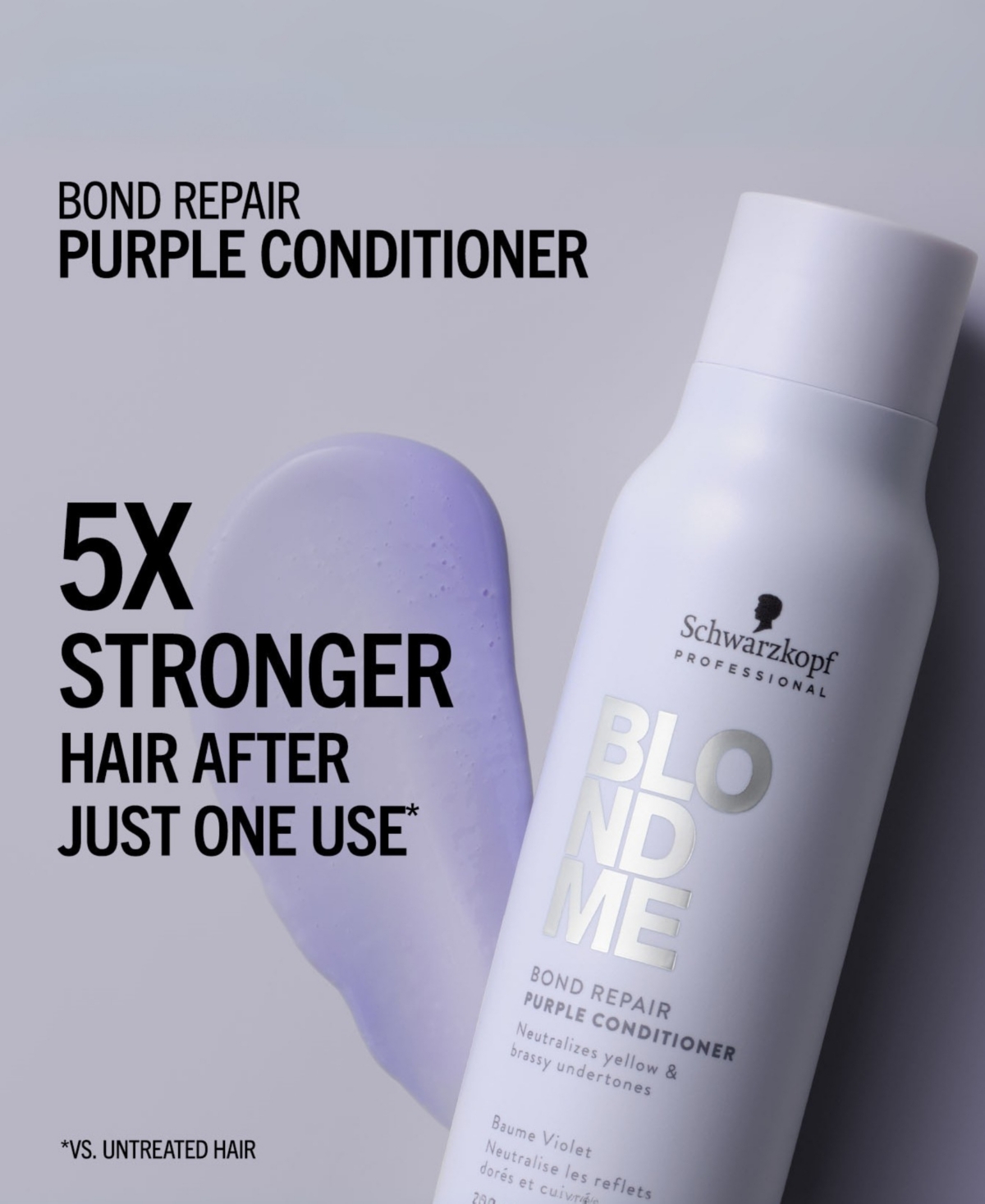 Schwarzkopf Blondme Bond Repair Purple Conditioner, 8.45 Oz. In Transparent
