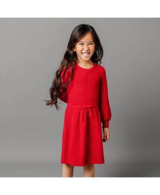 Baby Girls Organic Long Sleeve Balloon Sleeve Sweater Dress