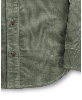 Little and Big Boys' Organic Long Sleeve Corduroy Flap Pocket Button Down Shirt