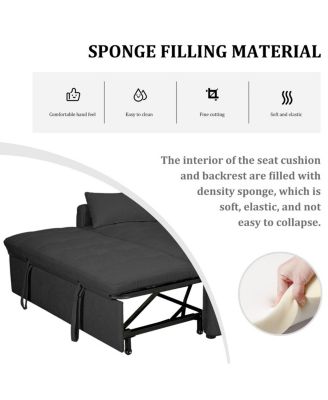   1 Pc   Linen Upholstered, Adjustable Backrest, Side Storage, Smooth Wheels  61", Pull-Out Sleeper   Convertible Sofa Bed