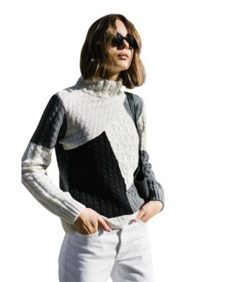 Women's Victoria Monochrome Patchwork Cashmere-Blend Sweater