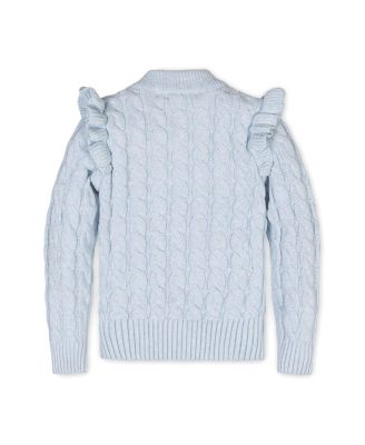 Little and Big Girls' Organic Long Sleeve Mock Neck Sweater with Ruffle