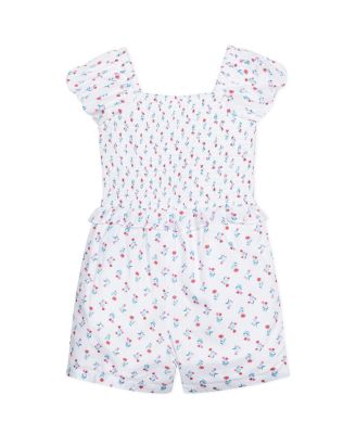 Little Girls Organic Puff Sleeve Smocked Romper