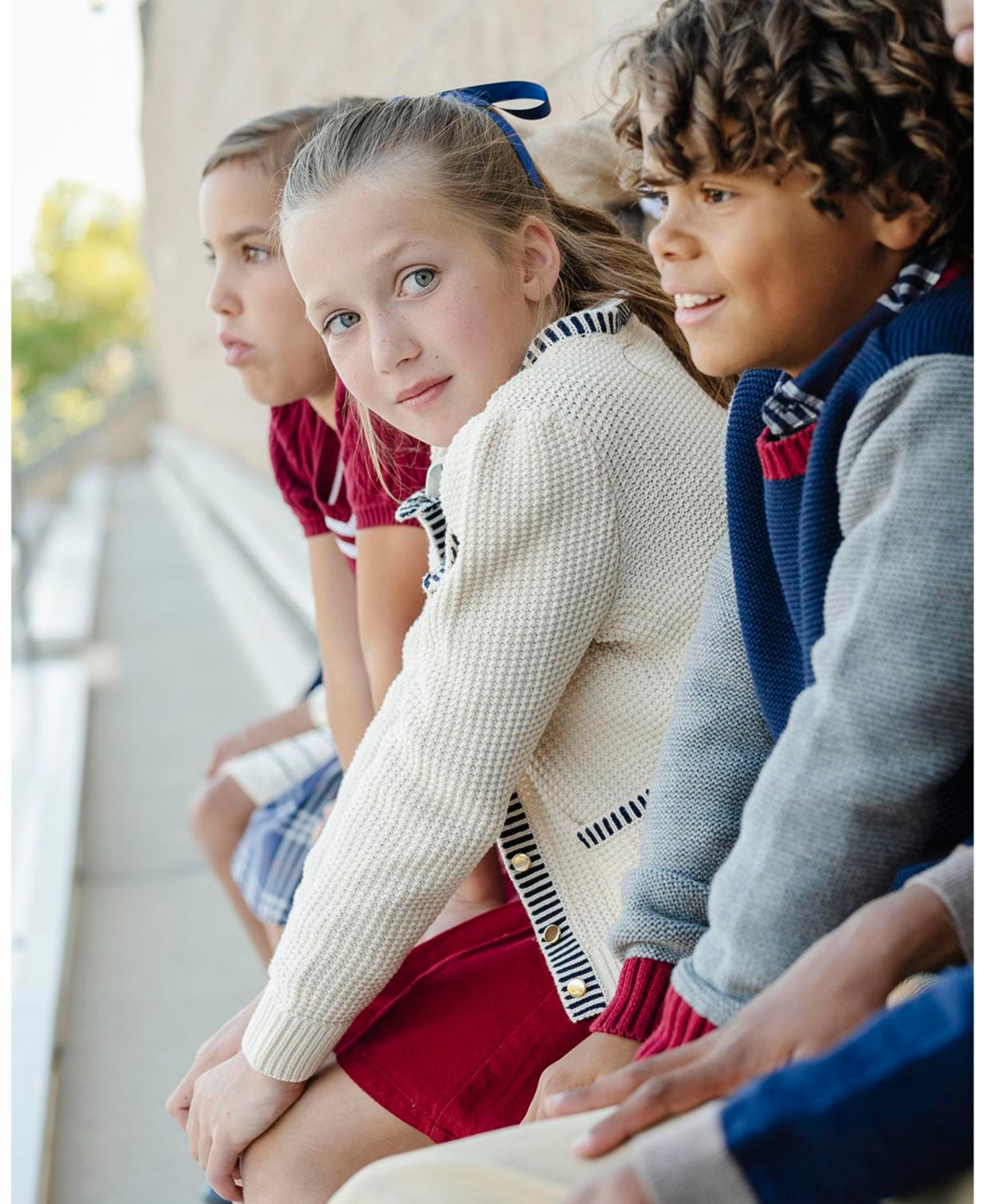Hope & Henry Baby Girls' Organic Puff Sleeve Textured Cardigan Sweater