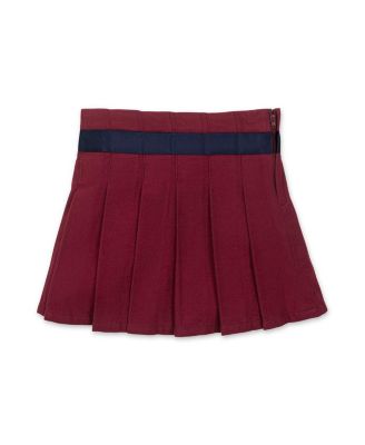 Little and Big Girls' Organic Brushed Cotton Pleated Skirt with Bow