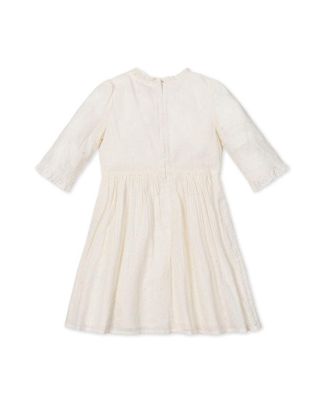 Little and Big Girls' Organic Flutter Sleeve Tiered Eyelet Dress