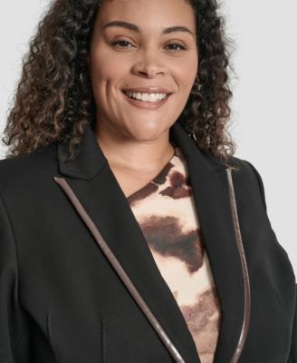 Plus Size Notch Collar Long Sleeve Jacket