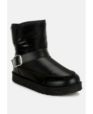 Womens Jammy Buckle Strap Puffy Ankle Boots