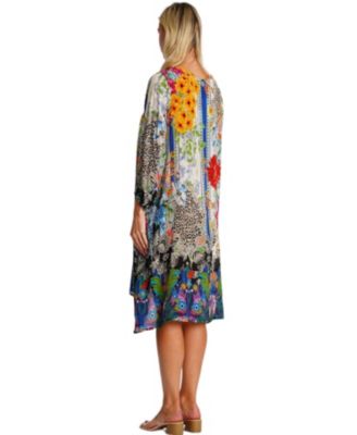 Women's Midi Summer Dress with Collared Neck, Short Sleeves, and Side Slits