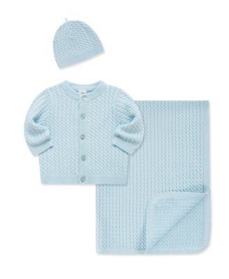 Baby Boys' and Girls' Cardigan, Blanket and Hat Gift, 3-Piece Set