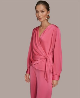 Women's Faux Wrap Long Sleeve Top