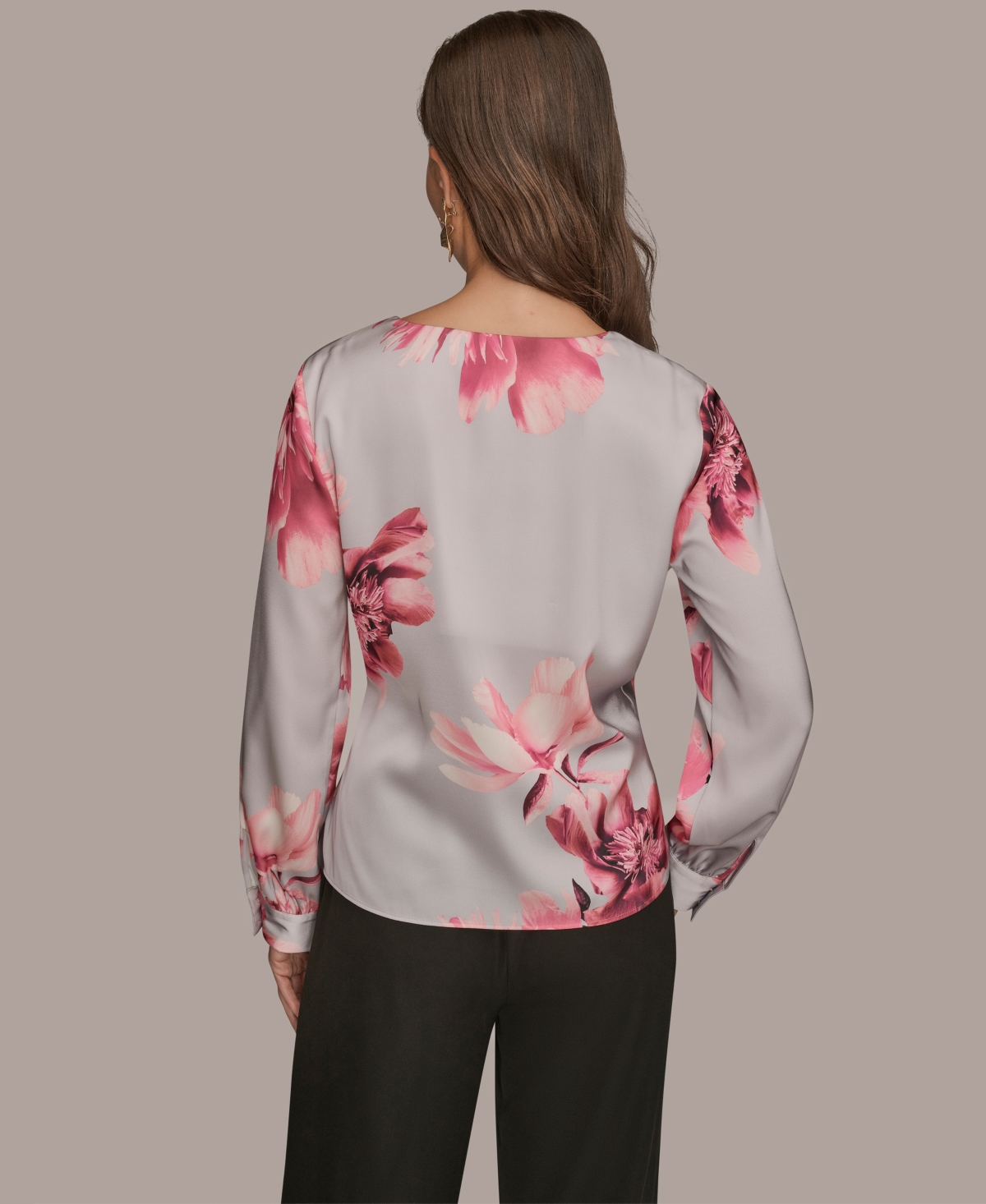 Donna Karan Women's Floral Print Long-sleeve Top In Multi