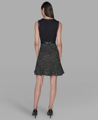Women's Metallic Tweed A-Line Dress