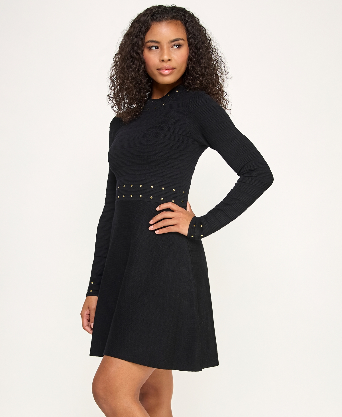Bcx Juniors' Mock Neck Fit and Flare Sweater Dress