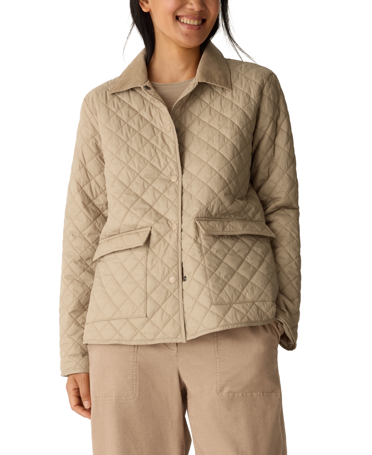 Eileen Fisher Women's Classic Collar Quilted Jacket