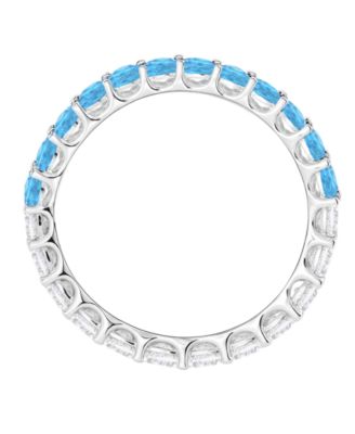 Blue Topaz (1 ct. t.w.) and Lab-Grown White Sapphire (1 ct. t.w.) Band Ring in Sterling Silver