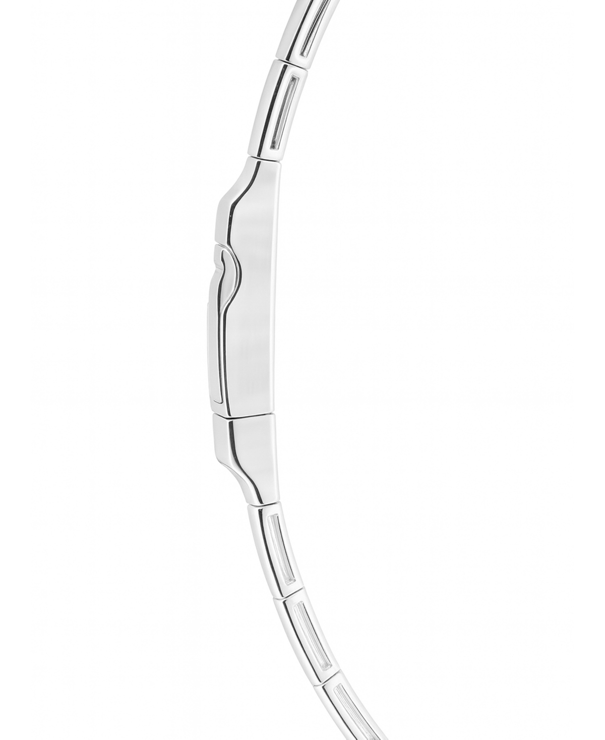 Macy's Lab-grown Emerald (1/3 Ct. T.w.) And Lab-grown White Sapphire (1/3 Ct. T.w.) Bangle In Sterling Silv In Metallic