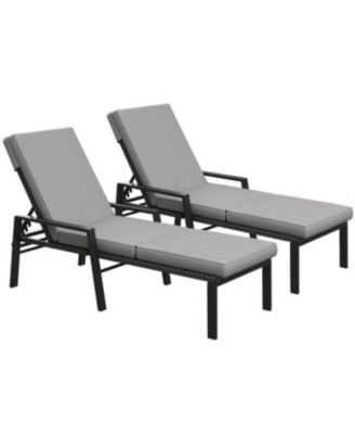 Chaise Lounge Chairs for Outside Set of 2, Adjustable Wicker PE Rattan Patio Pool Recliner Chair with Removable Cushion