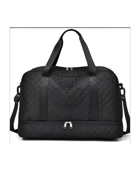 Женская сумка BATFOX Three-dimensional Diamond Patterned Small Square Tote, Crossbody with Dry Wet Separation & Double-sided Pockets, цвет: Чёрный