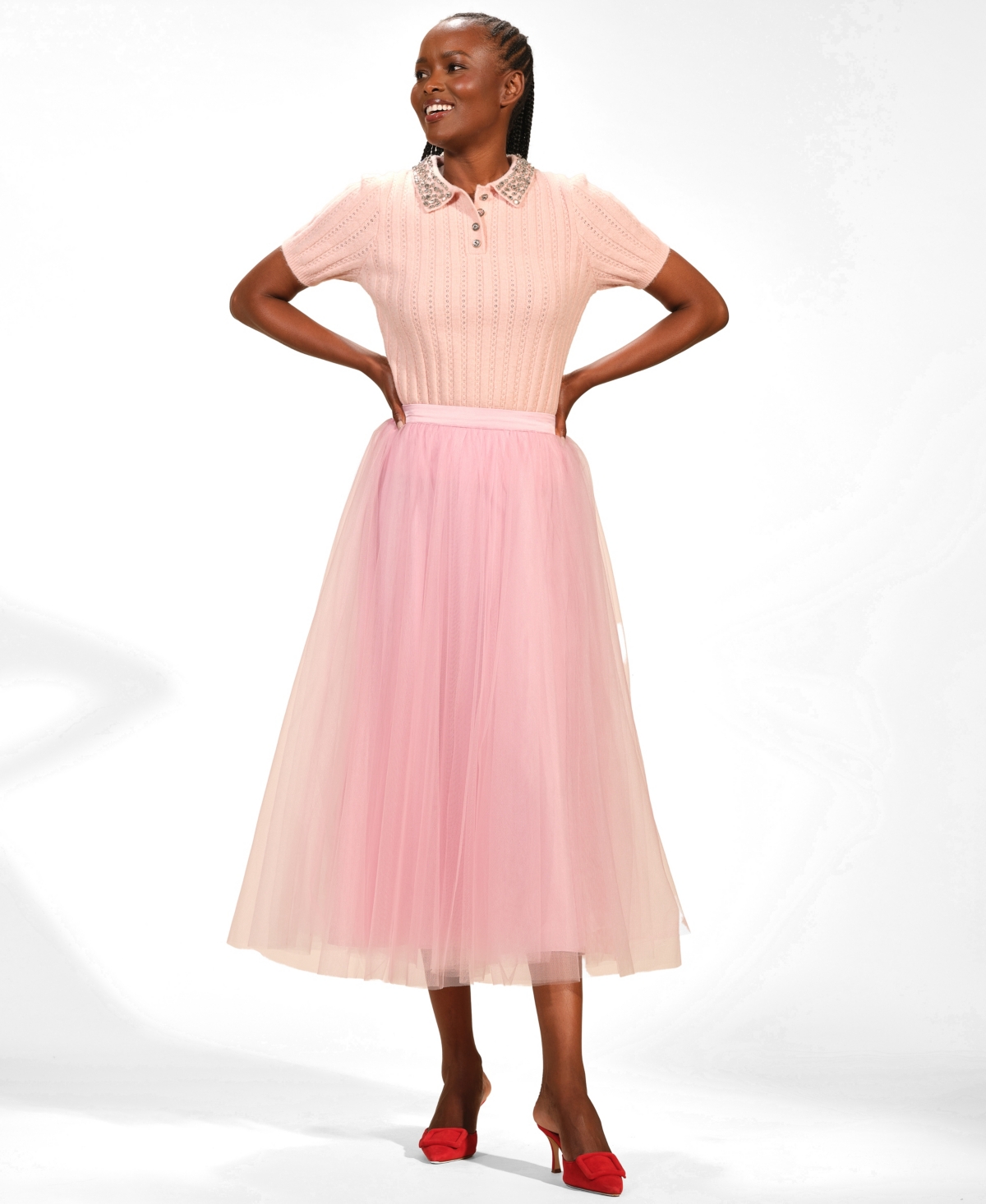 Isaac Mizrahi Women's Tulle Full Midi Skirt