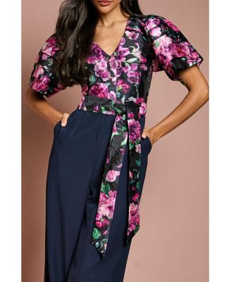 Women's Printed Tiered Sleeve Organza Jumpsuit