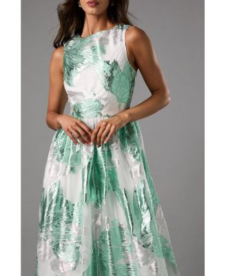 Women's Jacquard Fit And Flare Midi Dress