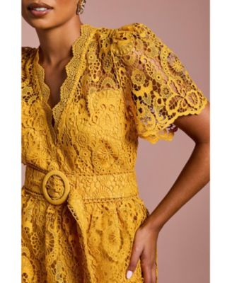 Women's Tiered Lace Midi Dress