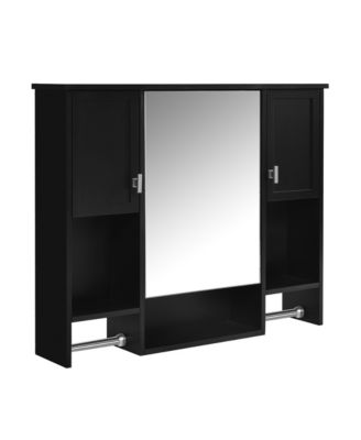 35'' x 28'' Wall Mounted Bathroom Storage Cabinet with Mirror & Towel Bar