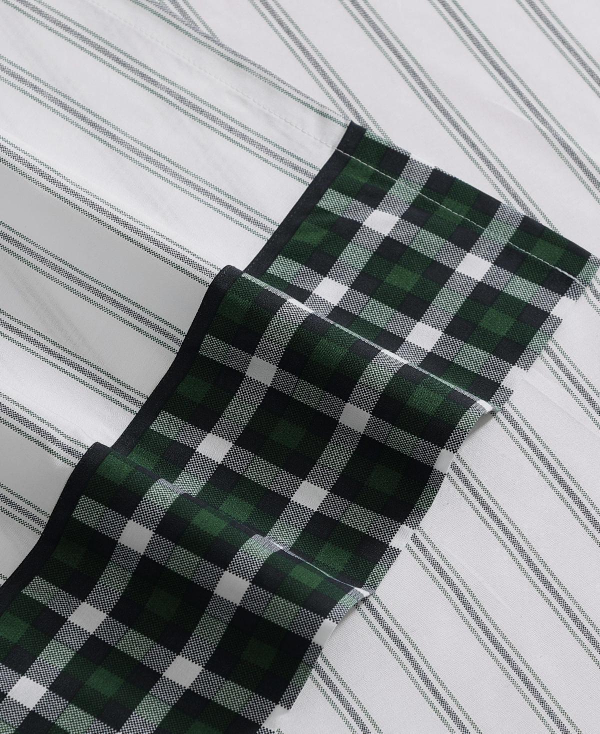 Tommy Hilfiger Cass Park Mix Check Stripe Contrast Hem 200-Thread Count Cotton -Pc. Sheet Set