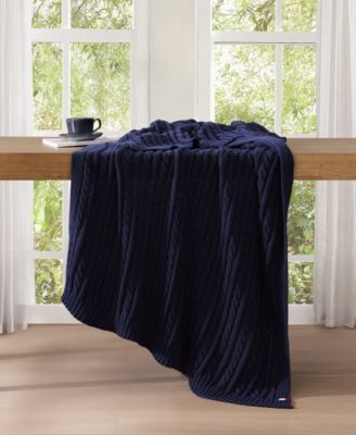 Solid Cotton Cable Knit Throw, 70" x 50"