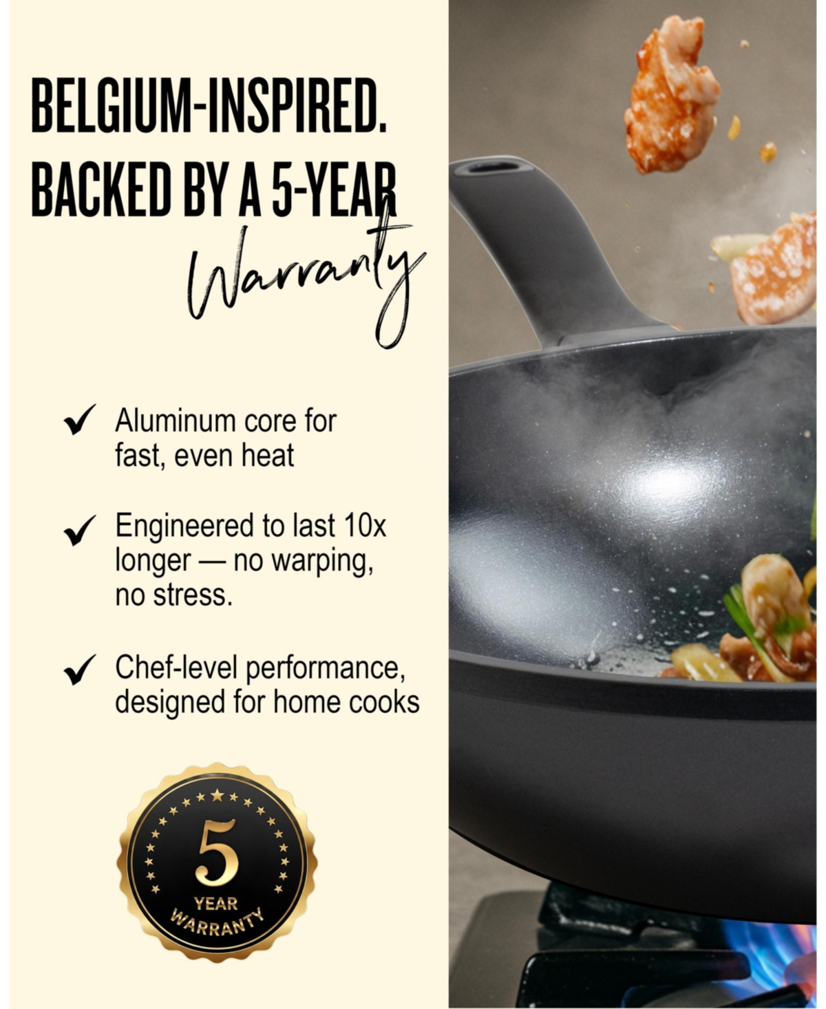 Alva Energy 12" Ceramic Nonstick Wok – Pfas-Free, Non-Toxic Cookware