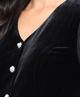 Petite Button Detailing V-Neck Top