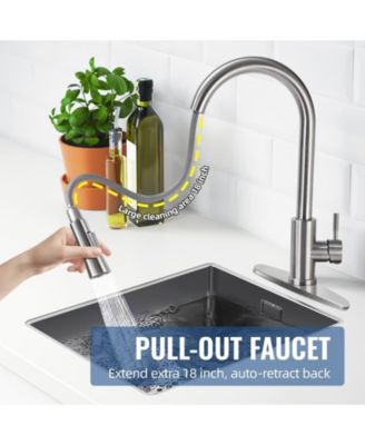 304 Stainless Steel 360° Rotation and Dual Water Modes Pull-Down Kitchen Faucet
