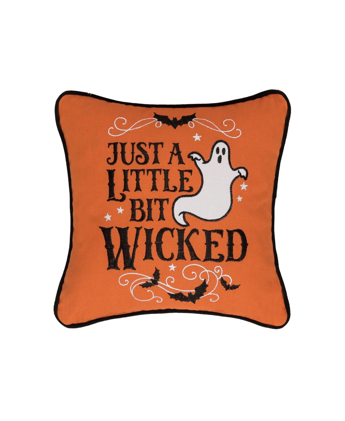 Ghost Embroidered 100% Cotton Halloween Mini Accent Throw Pillow 10" x 10"