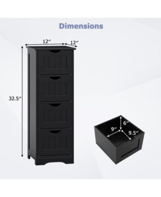 32.5”H MDF 4 Drawers Freestanding Narrow Side Storage Organizer Bathroom Floor Cabinet