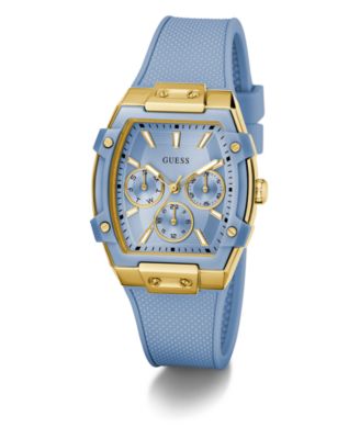 Women's Gold-Tone Light Blue Silicone Multi-Function Watch, 35mm