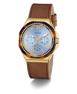 Women's Gold-Tone Brown Leather Multi-Function Watch, 36mm