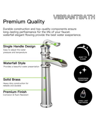 Waterfall Single Hole Single-Handle Vessel Bathroom Faucet With Pop-up Drain Assembly in Polished Chrome