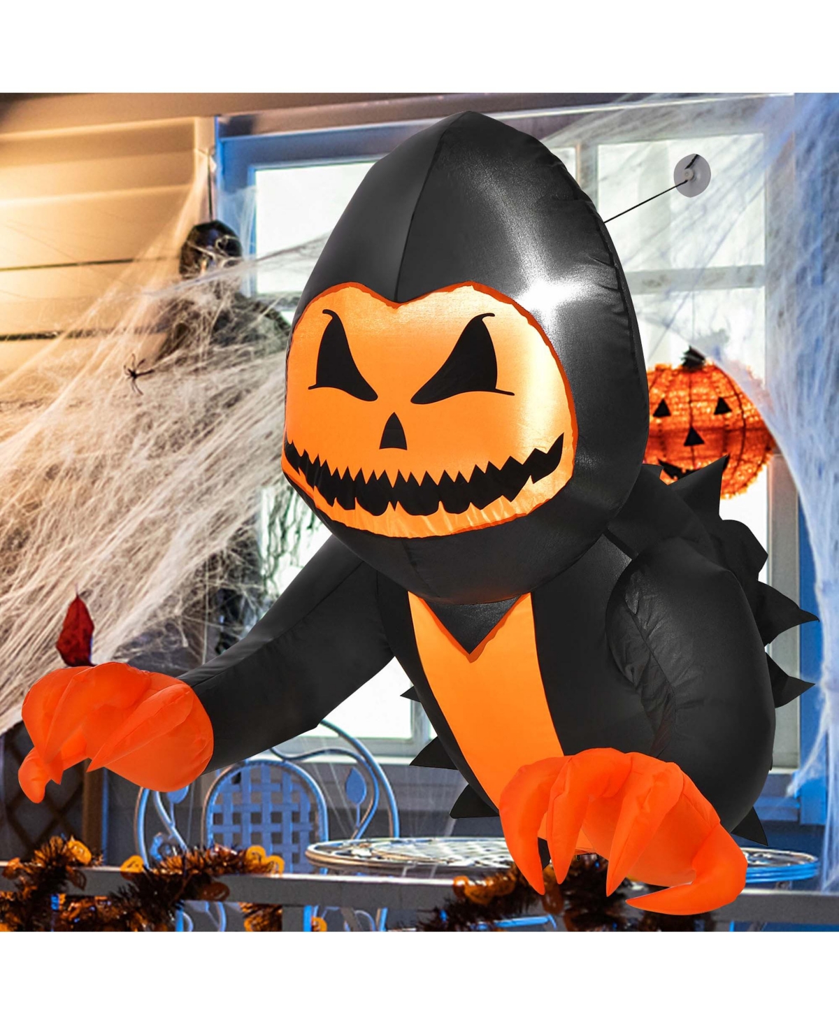 3.3 Ft Halloween Inflatable Pumpkin Head Ghost Broke Out from Window