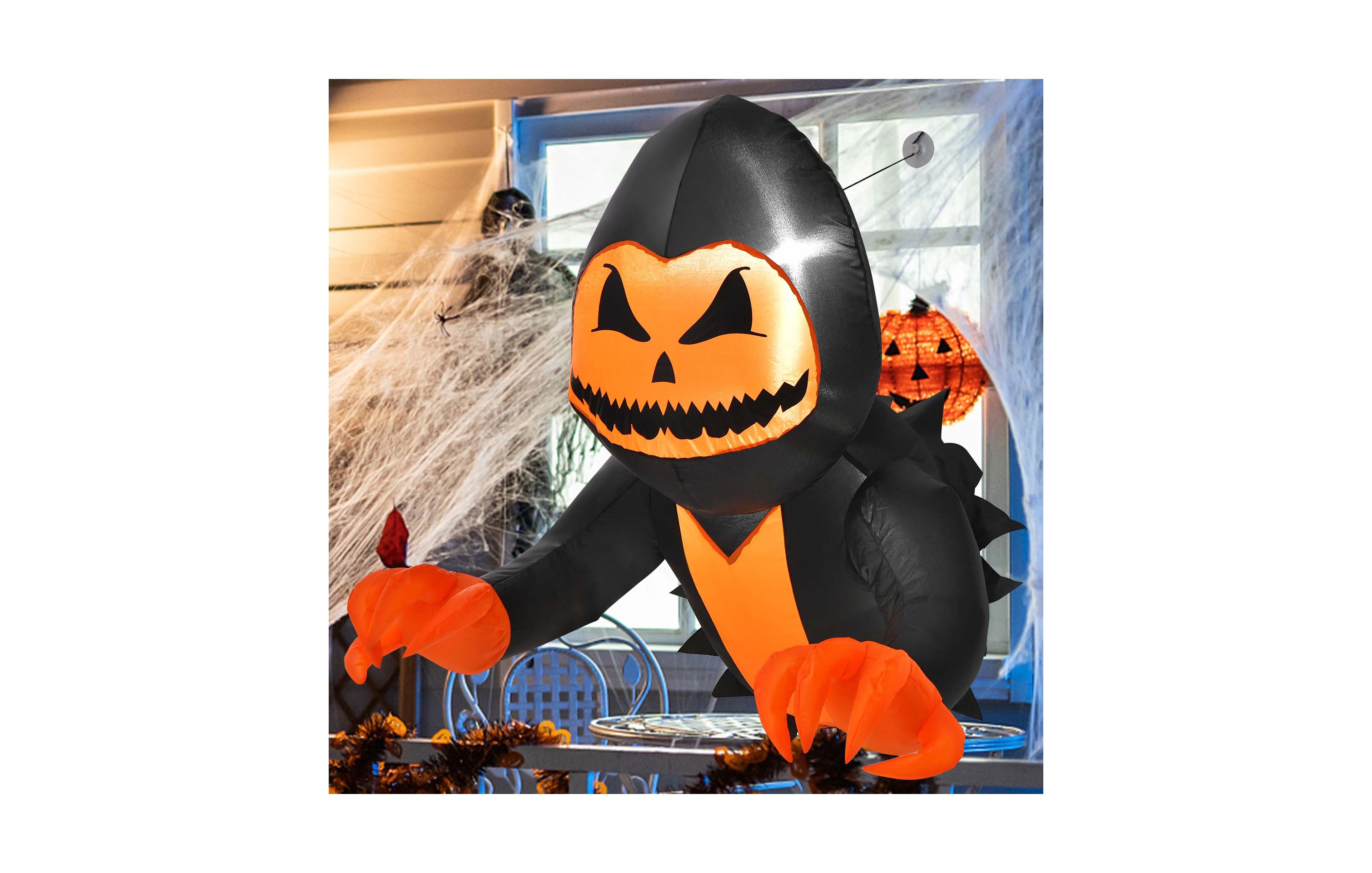 3.3 Ft Halloween Inflatable Pumpkin Head Ghost Broke Out from Window