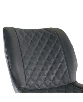 2 Piece Diamond Stitched Faux Leather Bar Chair in Black with Metal Legs