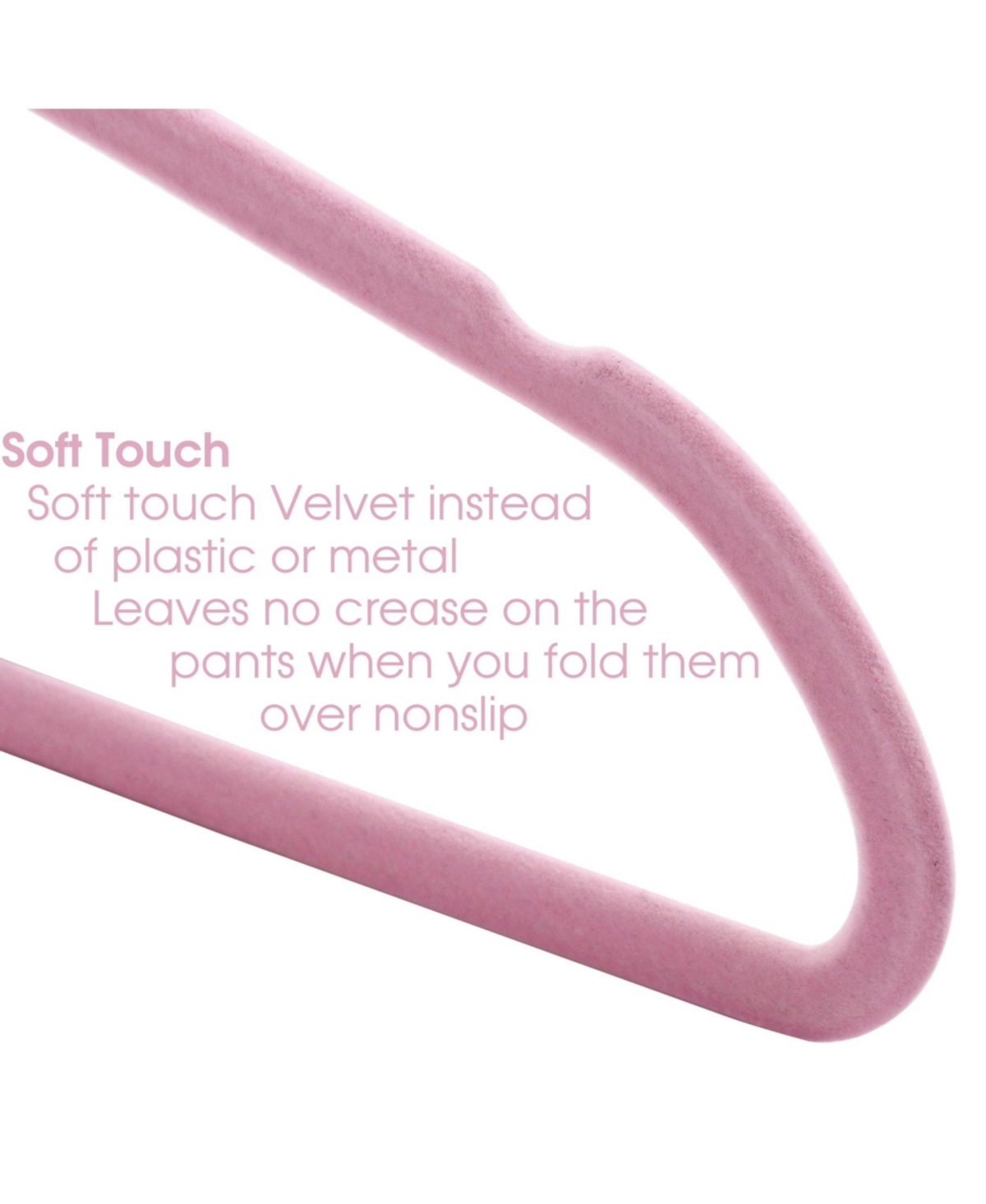 Elama Home 100 Piece Velvet Slim Profile Heavy Duty Felt Hangers with Stainless Steel Swivel Hooks in Pink
