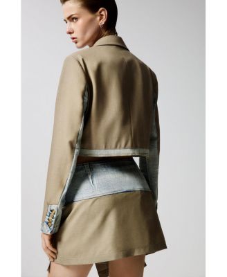 Women's Crop blazer with two materials