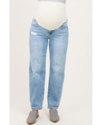 Light High Rise Ankle Boyfriend Distressed Maternity Jeans