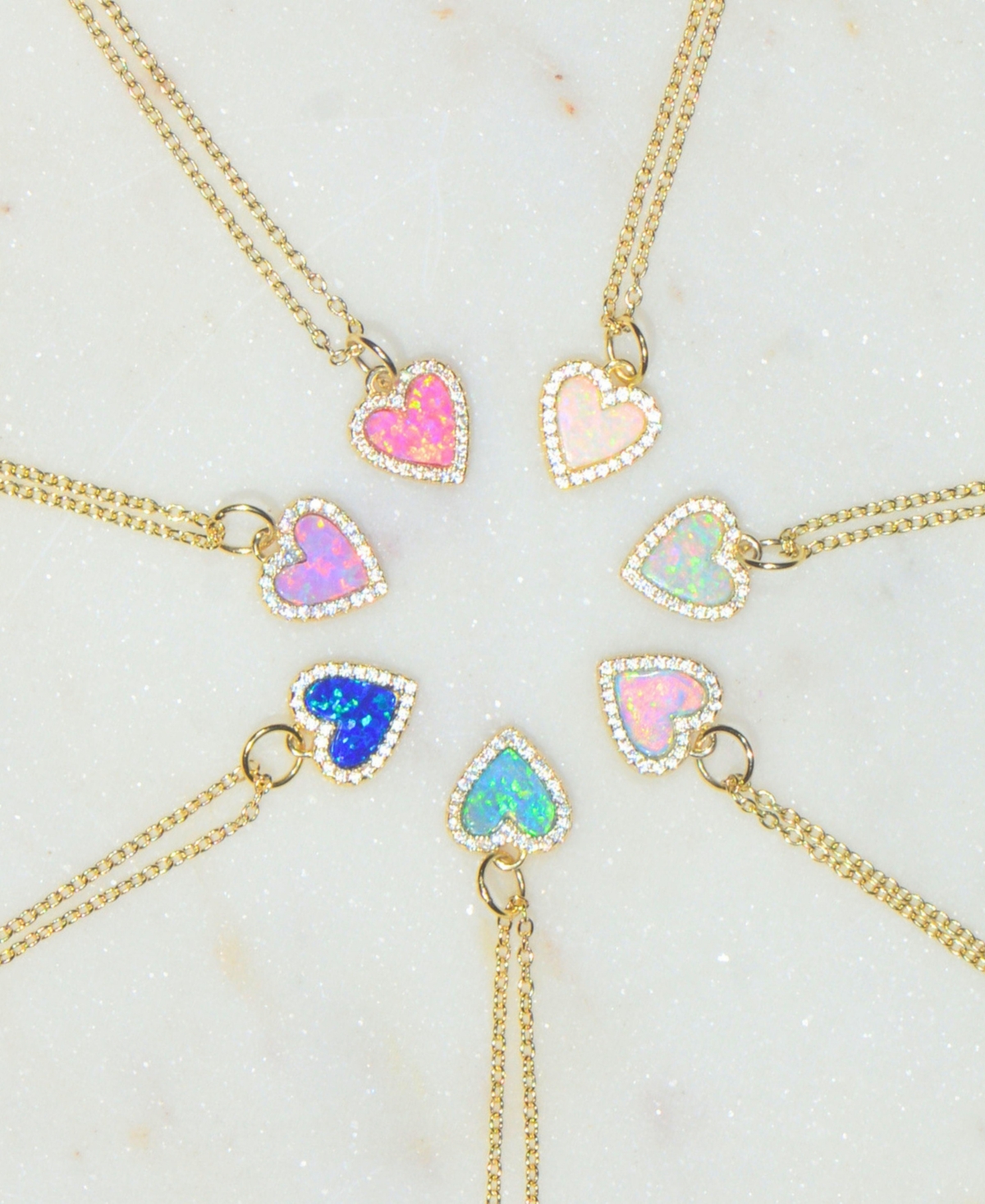 Kamaria Mini Heart Necklace With Lab-grown Opal In 14k Gold Plated Sterling Silver In Gold