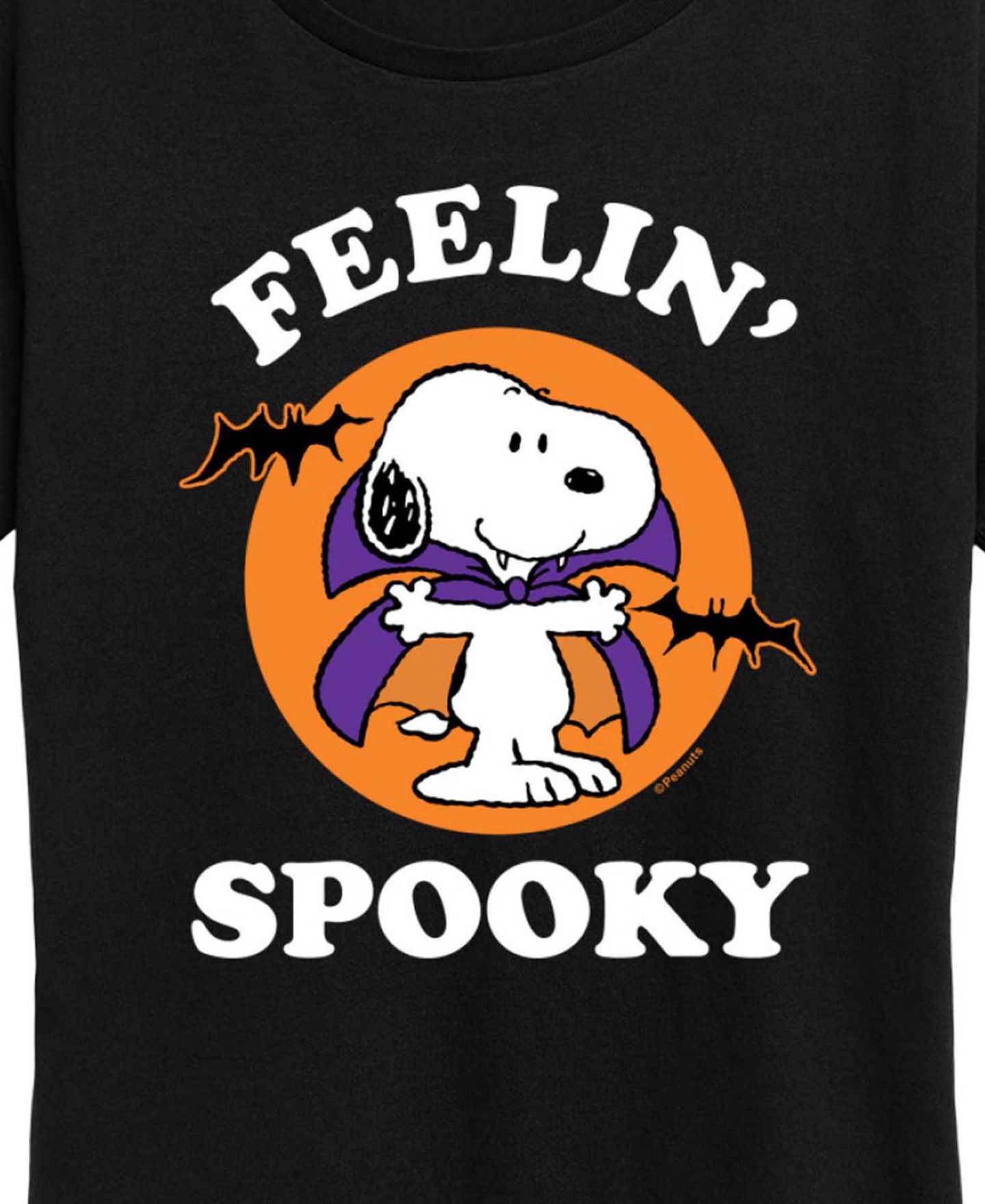 Женские футболки Hybrid Apparel Snoopy Halloween Feelin' Spooky Short Sleeve Graphic T-shirts, цвет: Чёрный — фото 2