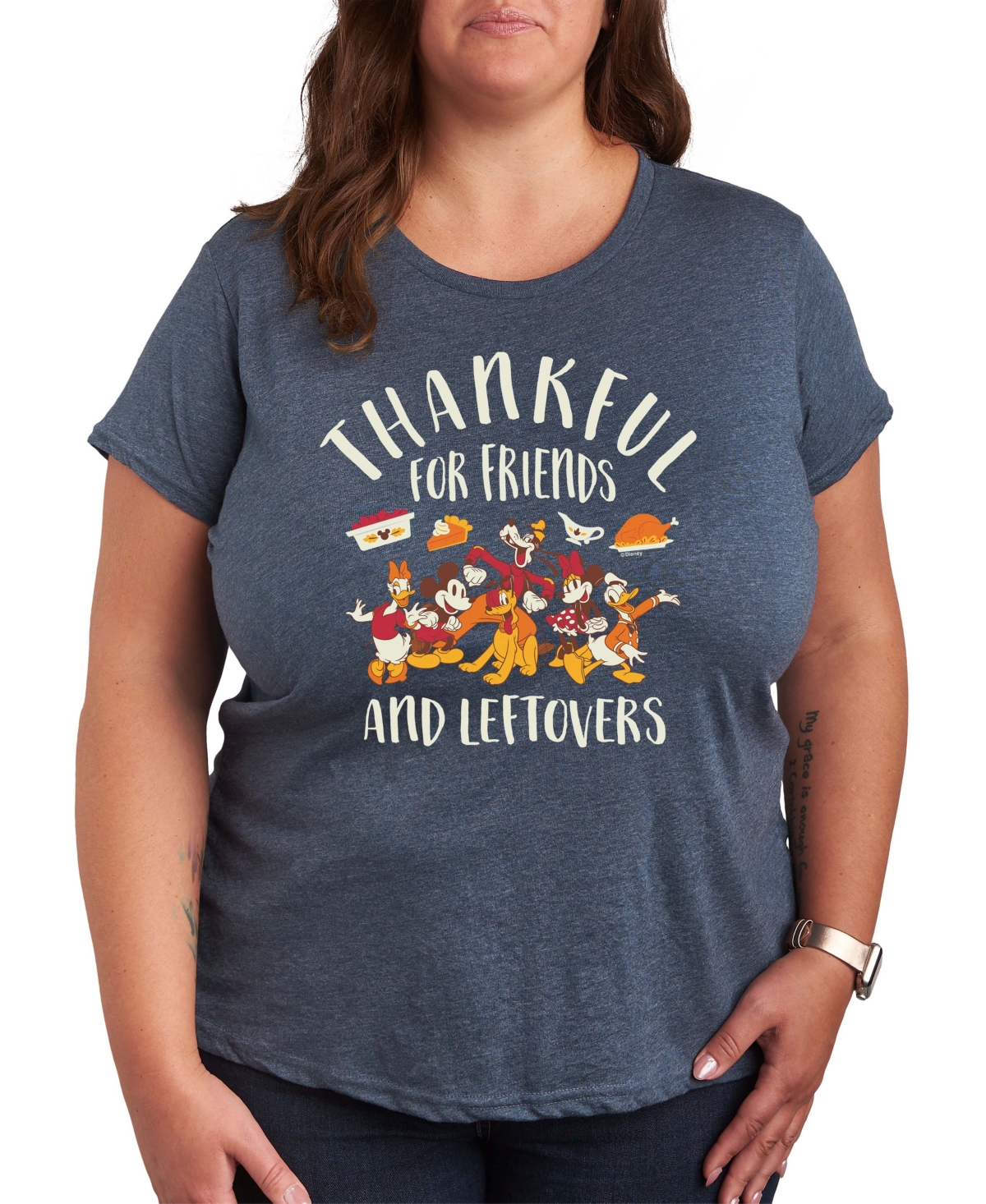 Disney Mickey and Friends Thanksgiving Leftovers Women's Short Sleeve Graphic T-shirts